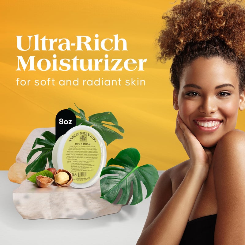 RA COSMETICS 100% Pure Shea Butter, Ivory - 8oz | 100% Pure and Natural Body Butter for Radiant Skin | Ultra-rich Moisturizer for Dry Skin, Stretch Marks, Wrinkles and Blemishes - Sourced from Ghana - Image 2
