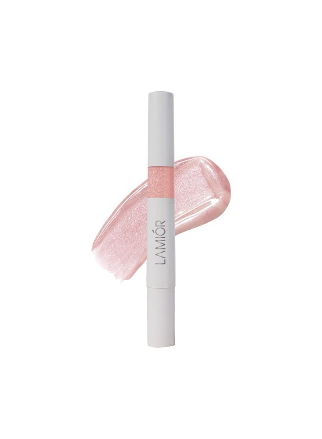 LAMIOR Peptide Glaze Lip Balm - 3 in 1 Formula for Glossy Shine, Healing & Nourishment for Dry Dark & Pigmented Lips with Shea Butter, Non Sticky Lip Balm for Women, (Sugar Ice (Ph & Shimmer)) - Image 1