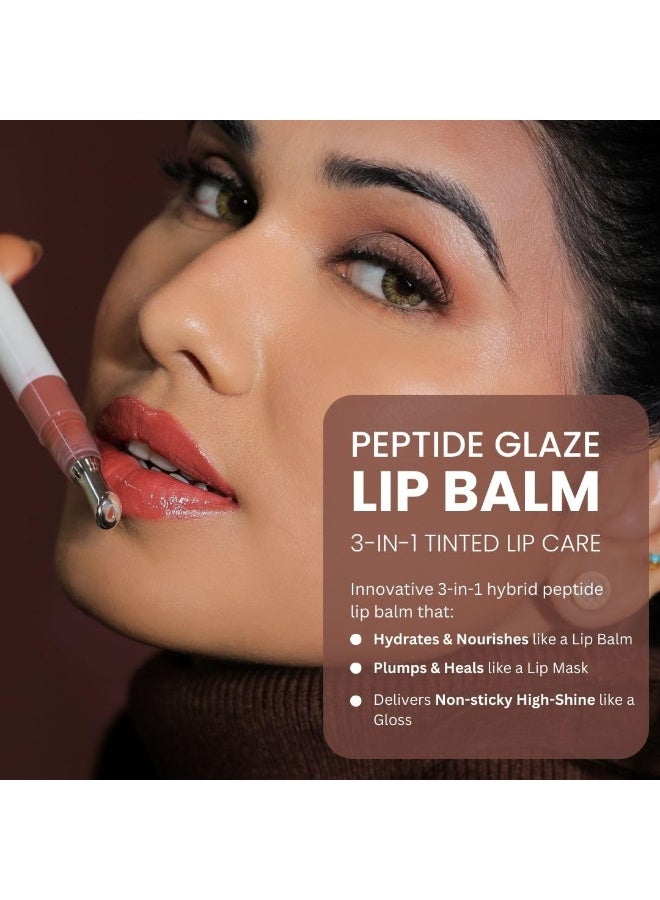 LAMIOR Peptide Glaze Lip Balm - 3 in 1 Formula for Glossy Shine, Healing & Nourishment for Dry Dark & Pigmented Lips with Shea Butter, Non Sticky Lip Balm for Women, (Sugar Ice (Ph & Shimmer)) - Image 2