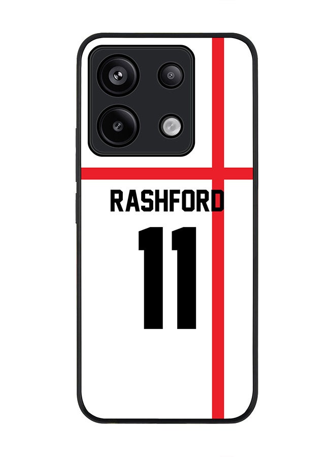 Stylizedd Rugged Black Edge Case for Xiaomi Redmi Note 13 Pro 5G, Slim fit Case Thin Cover -  Football Team - England, Player Name - Rashford - Image 1