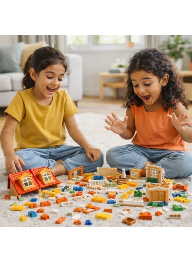 FEELO Genius Architect Warm Light Villa Building Set - 246 Pieces Creative House Model with Doll & MOCO Dog, Light-Up Construction Toy for Kids Ages 3+ - Image 2