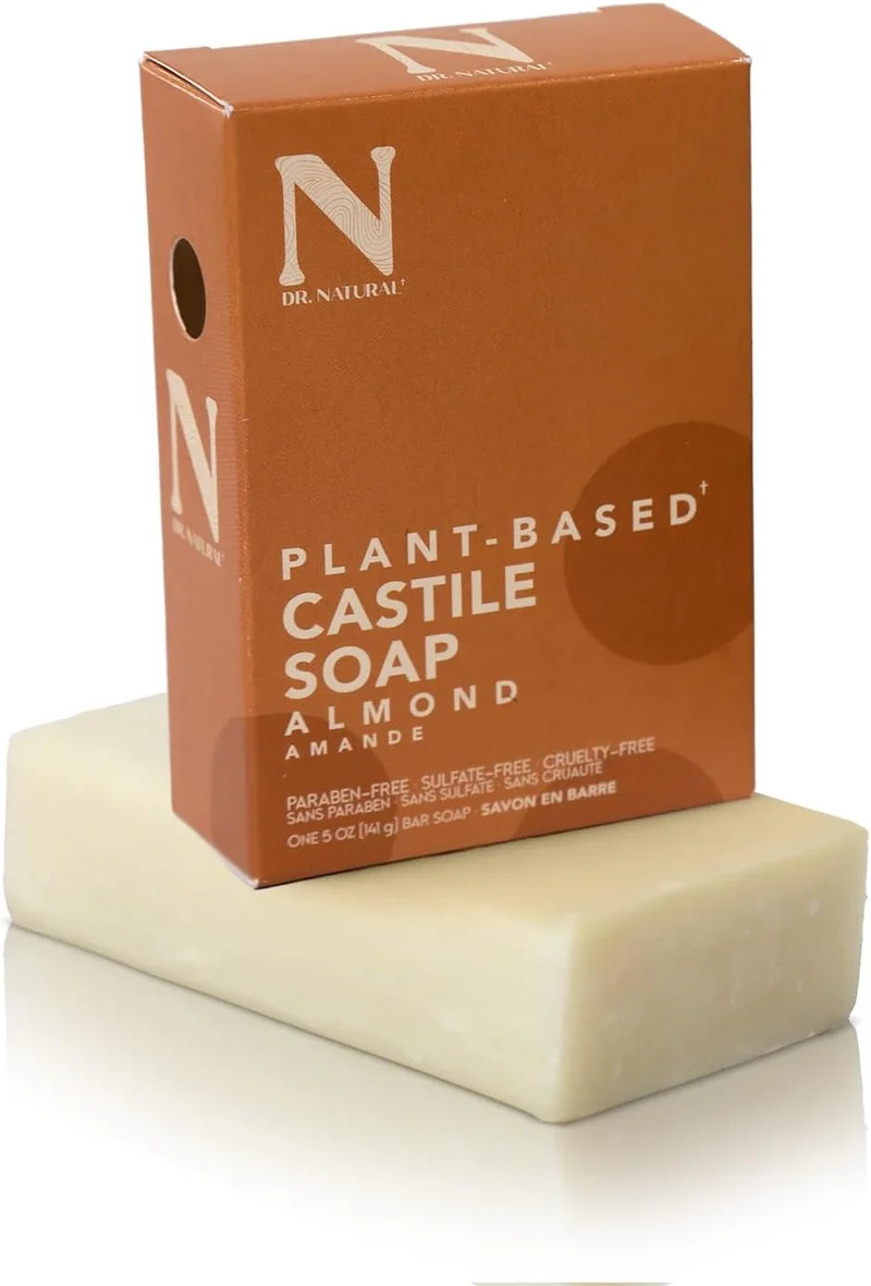 Dr. Natural Dr. Natural Pure Castile Soap, Almond - 140 g - Plant-Based, Moisturizing, Paraben-Free, Sulfate-Free
