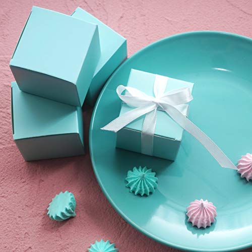 AKIO CRAFT Turquoise Small Cube Candy Boxes Bulk Teal Blue Wedding Party Favors Gift Boxes Baby Bridal Shower Thank You Treat Candy Boxes Supplies, 2x2x2 inch, 50pc - Image 3