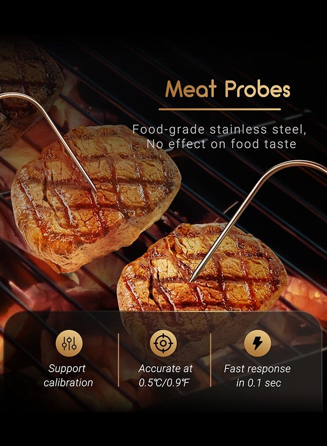 INKBIRD Bluetooth WiFi Food Thermometer BBQ 5G Wi-Fi Meat Thermometer IBT-26S with 6 Food-grade Probes APP Control USDA Meat Presets Temperature Alarm and Timer Backlit LCD with Adjustable Brightness - Image 5