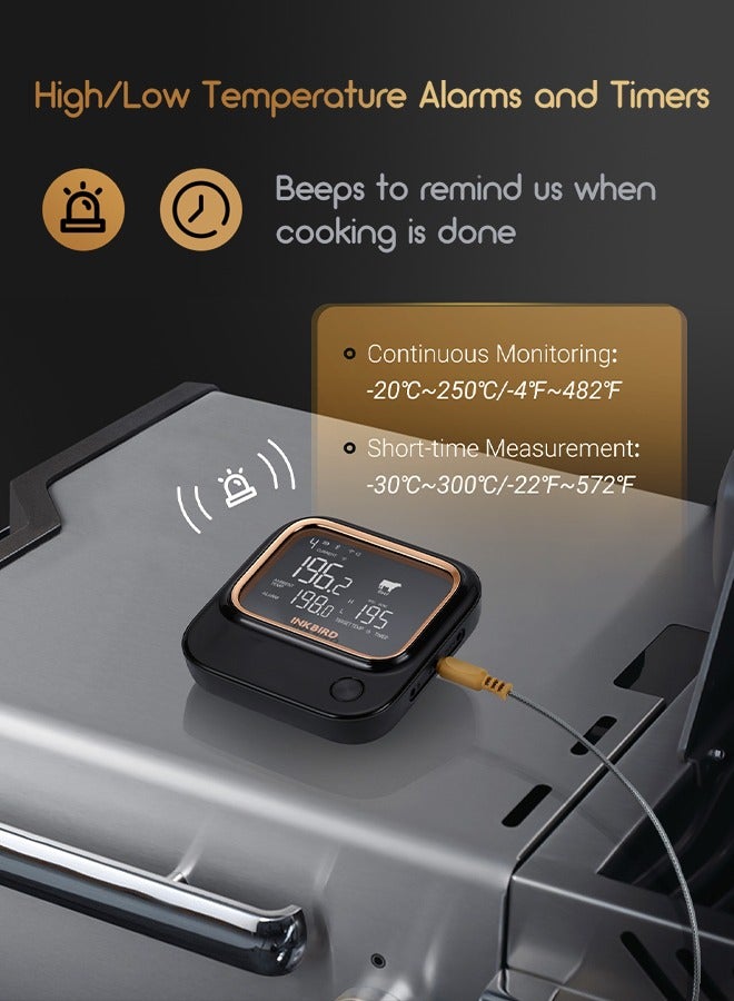 INKBIRD Bluetooth WiFi Food Thermometer BBQ 5G Wi-Fi Meat Thermometer IBT-26S with 6 Food-grade Probes APP Control USDA Meat Presets Temperature Alarm and Timer Backlit LCD with Adjustable Brightness - Image 4