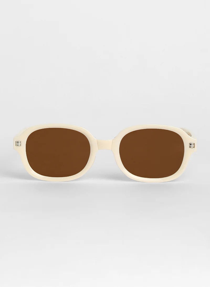 Haute Sauce Haute Sauce Unisex Foldable Rectangular Sunglasses For Casual Wear | One-Size | White Polycarbonate Frame | Brown Polarized Lens | Full Rim | Eyewear For Woman & Girls
