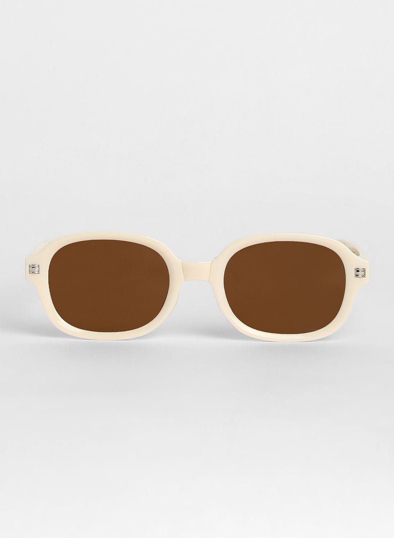 Haute Sauce Unisex Foldable Rectangular Sunglasses For Casual Wear | One-Size | White Polycarbonate Frame | Brown Polarized Lens | Full Rim | Eyewear For Woman & Girls