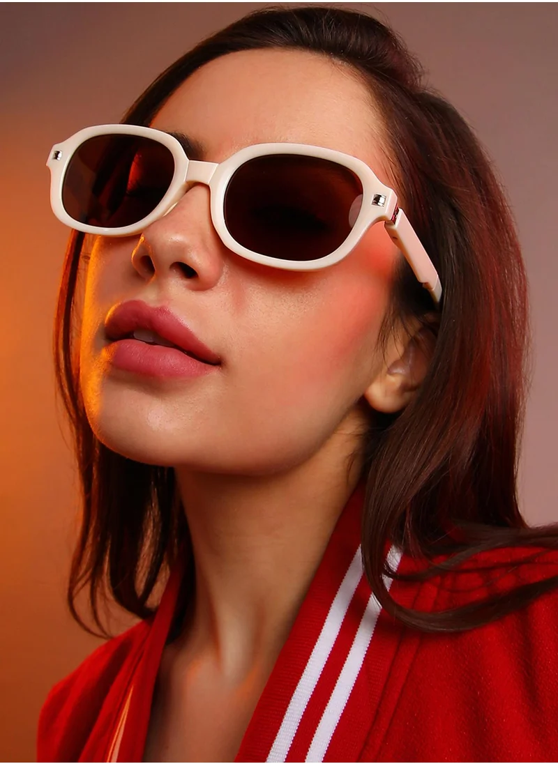 Haute Sauce Foldable Rectangular Sunglasses - White