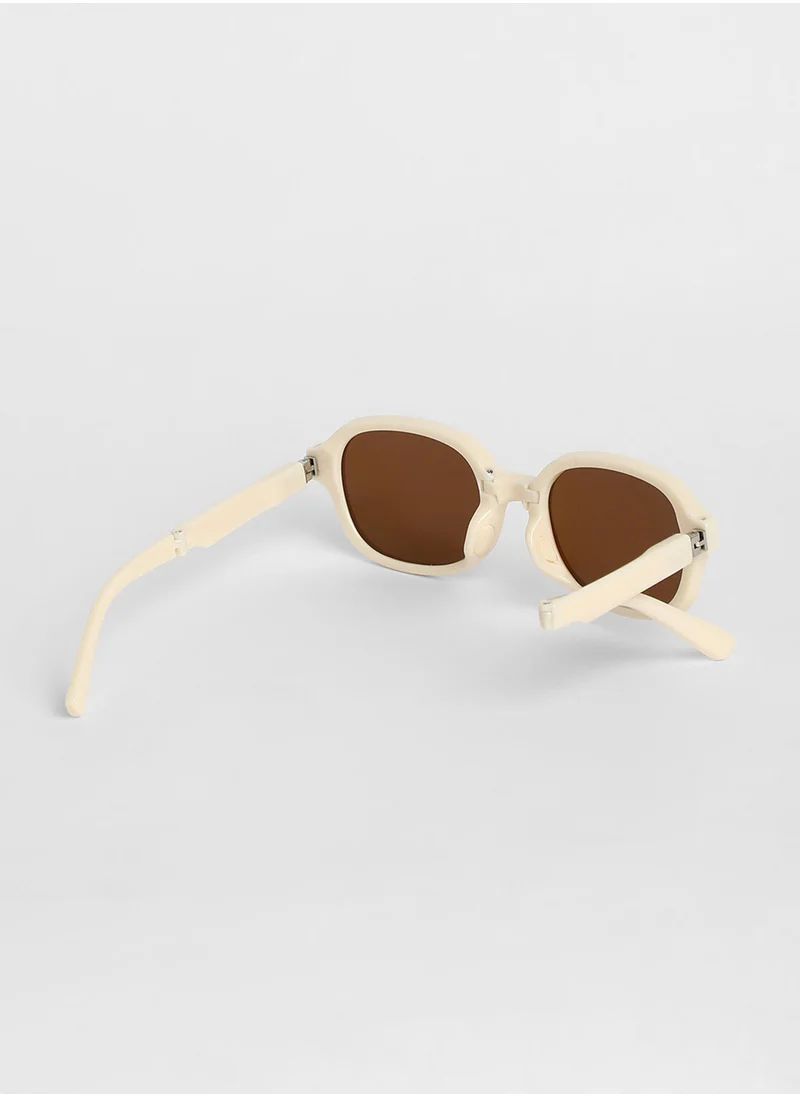 Haute Sauce Foldable Rectangular Sunglasses - White
