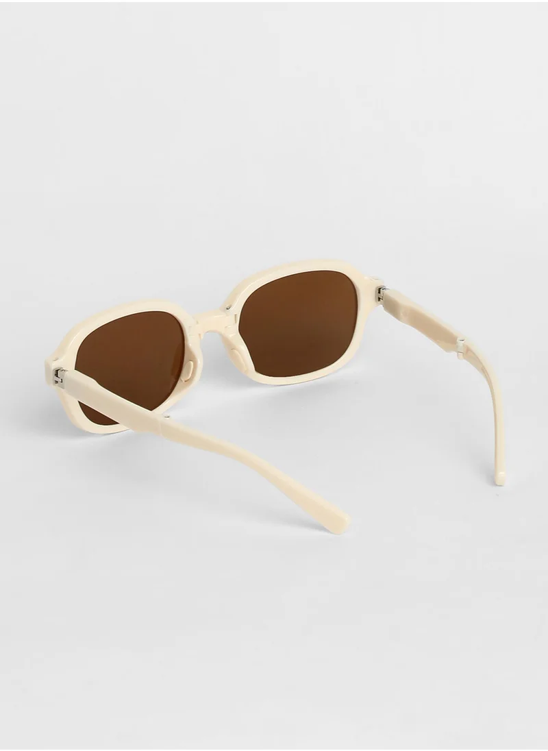 Haute Sauce Foldable Rectangular Sunglasses - White