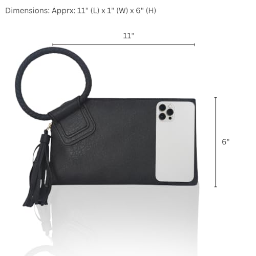 NGIL Women Mini Wristlet Purse, Fashion Faux Leather Mini Purse With Fringe Tassel, Wristlet Wallet Women's Mini Handbag, Small Clutch Purses for Women (Black) - Image 3