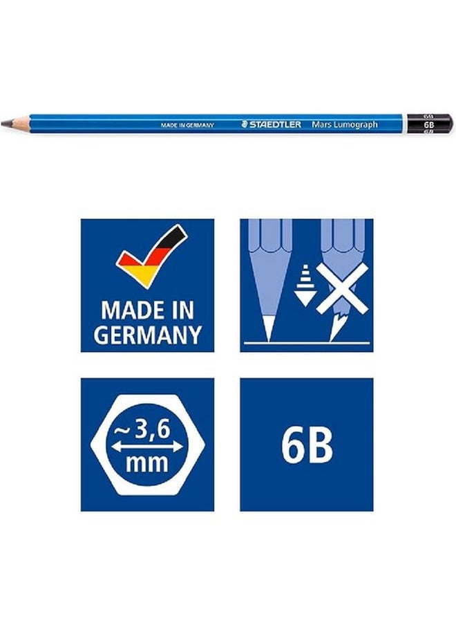 STAEDTLER - 12-Piece Mars Lumograph Black Pencil Set Assorted Color ST-100-G12. - Image 1