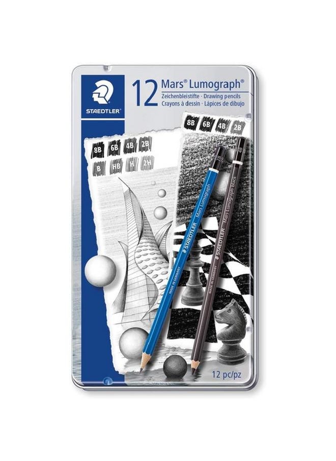 STAEDTLER - 12-Piece Mars Lumograph Black Pencil Set Assorted Color ST-100-G12. - Image 1