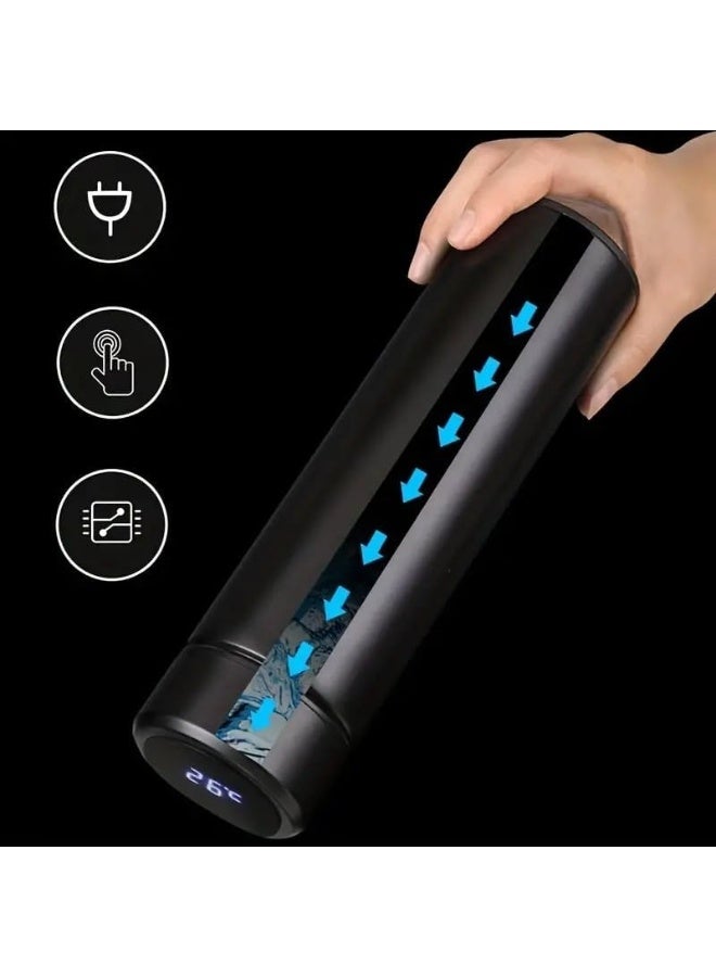 توشيونيكس زجاجة ماء حرارية معزولة بالفراغ، سعة 500 مل، مع شاشة عرض درجة الحرارة LED، مصنوعة من الفولاذ المقاوم للصدأ، مثالية للمشروبات الساخنة والباردة - Image 4