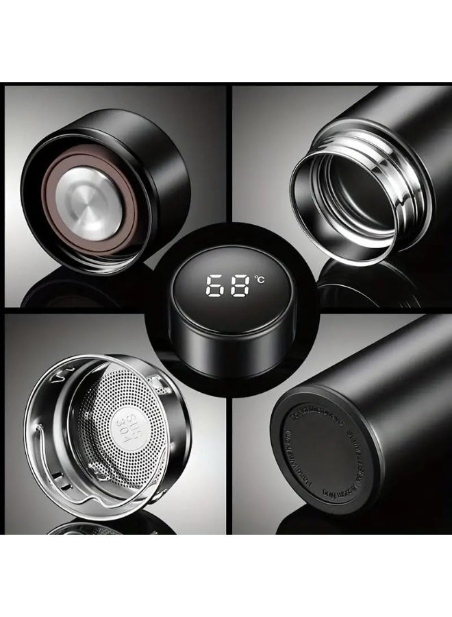 توشيونيكس زجاجة ماء حرارية معزولة بالفراغ، سعة 500 مل، مع شاشة عرض درجة الحرارة LED، مصنوعة من الفولاذ المقاوم للصدأ، مثالية للمشروبات الساخنة والباردة - Image 2