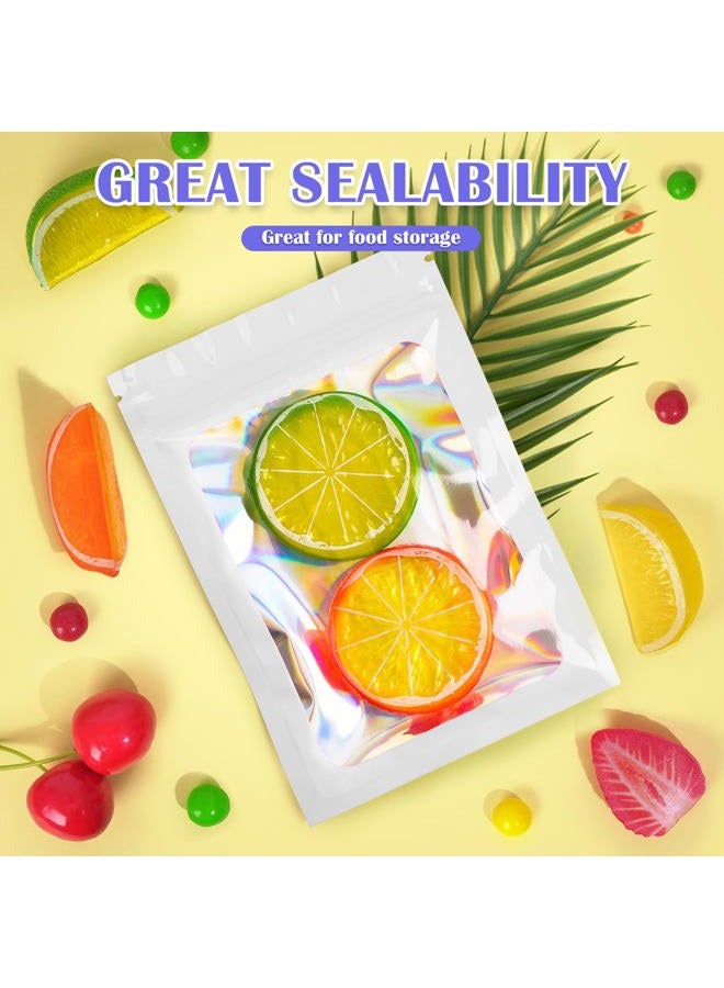 JETMORE 100 Pcs Mylar Bags, Smell Proof Bags with Clear Window, Holographic Bags for Snack, Cookie, Jewelry, Candy, Gift, Resealable Bags for Small Business, Sealable Bags for Packaging（2.4x3.9in） - Image 3