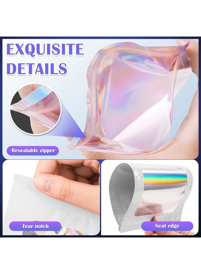 JETMORE 100 Pcs Mylar Bags, Smell Proof Bags with Clear Window, Holographic Bags for Snack, Cookie, Jewelry, Candy, Gift, Resealable Bags for Small Business, Sealable Bags for Packaging（2.4x3.9in） - Image 5