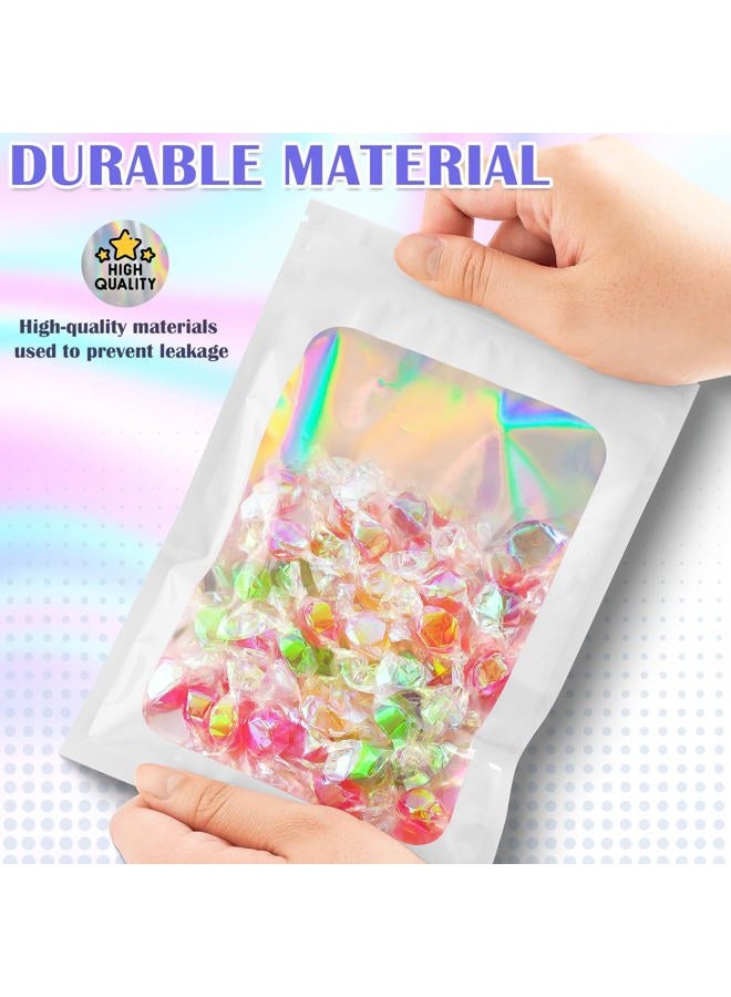 JETMORE 100 Pcs Mylar Bags, Smell Proof Bags with Clear Window, Holographic Bags for Snack, Cookie, Jewelry, Candy, Gift, Resealable Bags for Small Business, Sealable Bags for Packaging（2.4x3.9in） - Image 4