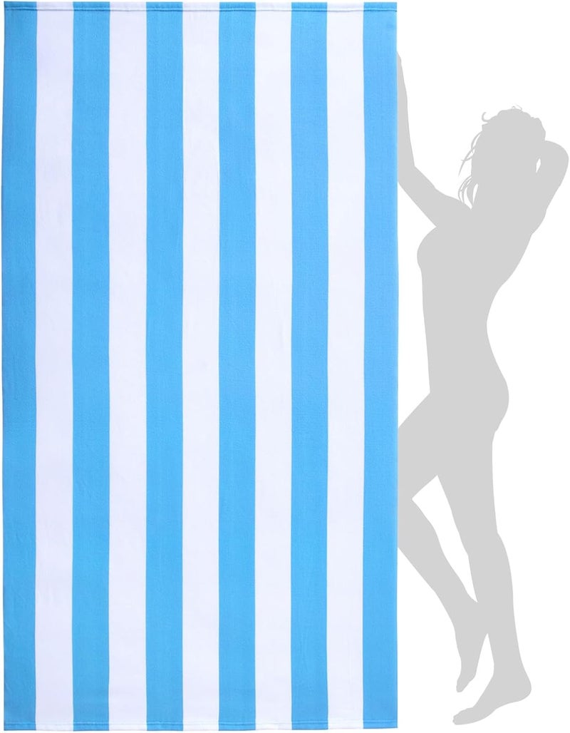 WILFA Extra Large Beach Towel - Oversized Mircofiber Beach Towel 40'' x 70'', XL Striped Lightweight Pool Towel, Big Cabana Swim Travel Towel for Adults Mens Women,Blue - Image 1
