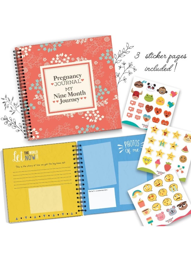 أنكونديشينال روزي My Nine Month Journey Pregnancy Journal and Baby Memory Book with Stickers - Image 3