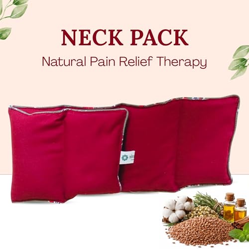 Aksobha Cervical Heating Pad for Neck Pain Relief | Natural Herbal Microwaveable Heat Pack for Cervical Therapy | Reusable Cotton Heating Pad for Muscle Relaxation & Stiffness Relief | Maroon - Image 4