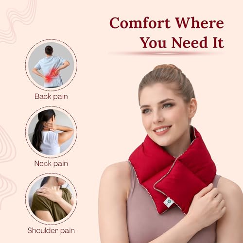 Aksobha Cervical Heating Pad for Neck Pain Relief | Natural Herbal Microwaveable Heat Pack for Cervical Therapy | Reusable Cotton Heating Pad for Muscle Relaxation & Stiffness Relief | Maroon - Image 2