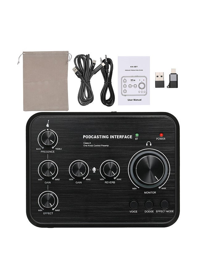 Generic Professional Sound Card for Instrument Playing and Singing Rechargeable Podcast Production Studio One Knob Control Preamp Live Sound Card with 5 Sound Effects for Karaoke Singing for Phone Laptop Computer Gaming Live Streaming with XLR Microphone Jack 48V Phantom Power  - Image 1