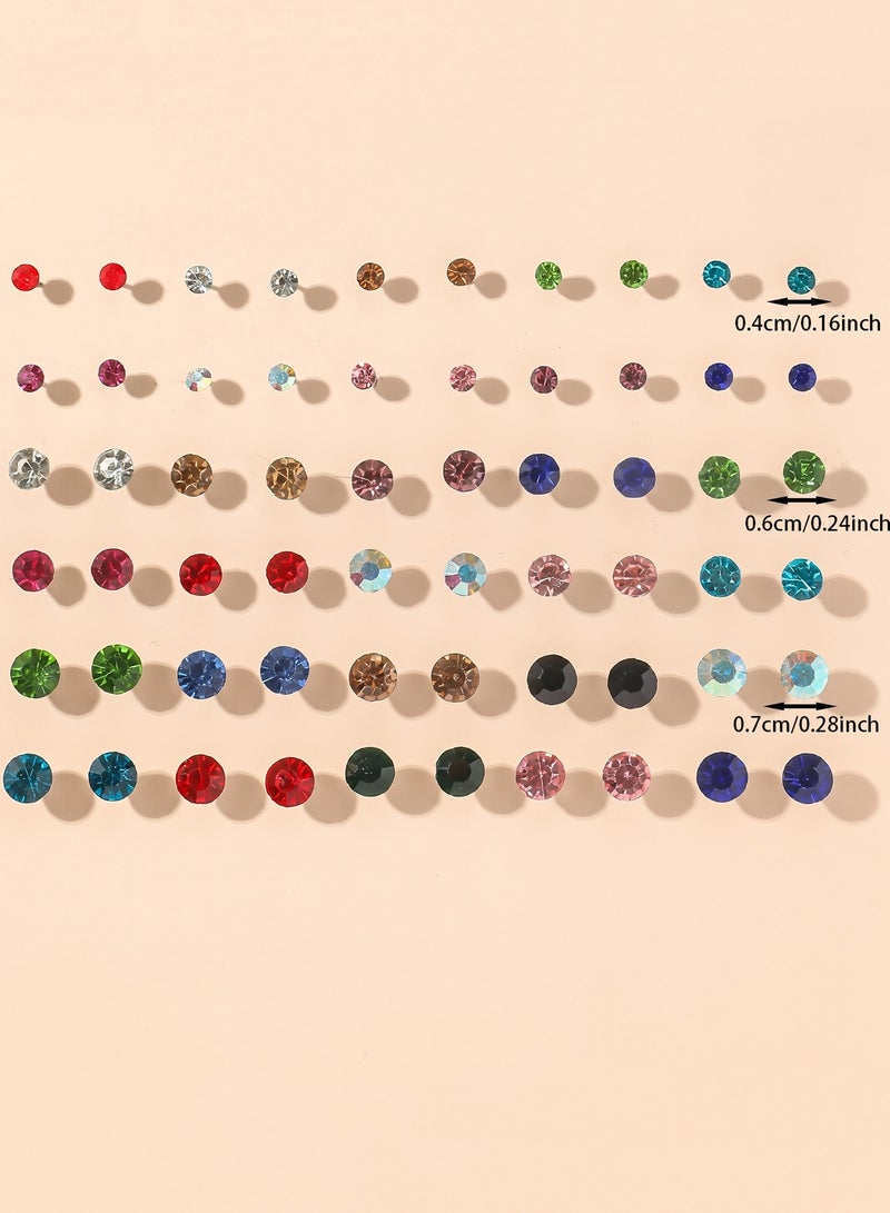 30 Pairs Colorful Crystal Stud Earrings Set for Women and Girls Multicolor Round Rhinestone Earrings, Fashion Jewelry Gift for Daily Wear, Eid, Party, Birthday  - Image 2