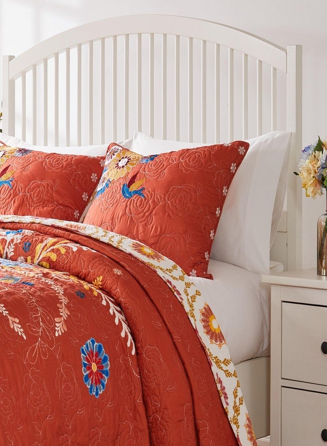Greenland Home Fashions غطاء وسادة توبانجا من بيرفوت بانجالو، مقاس كينج، برتقالي - Image 3