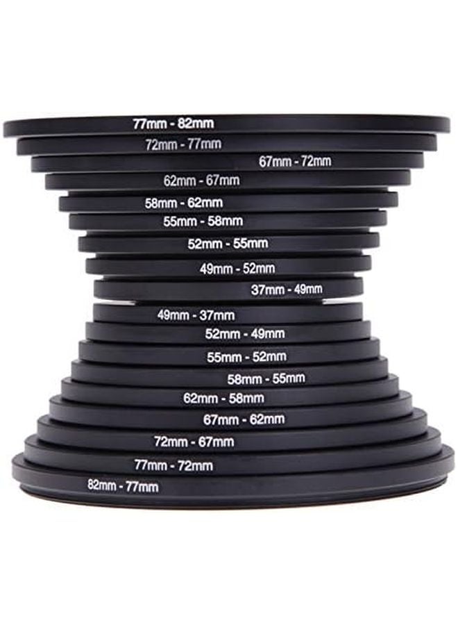 18 قطعة من مجموعة حلقات توصيل مرشح عدسة الكاميرا المعدنية، حلقات تصعيد وتصغير للتصوير الفوتوغرافي - Image 3