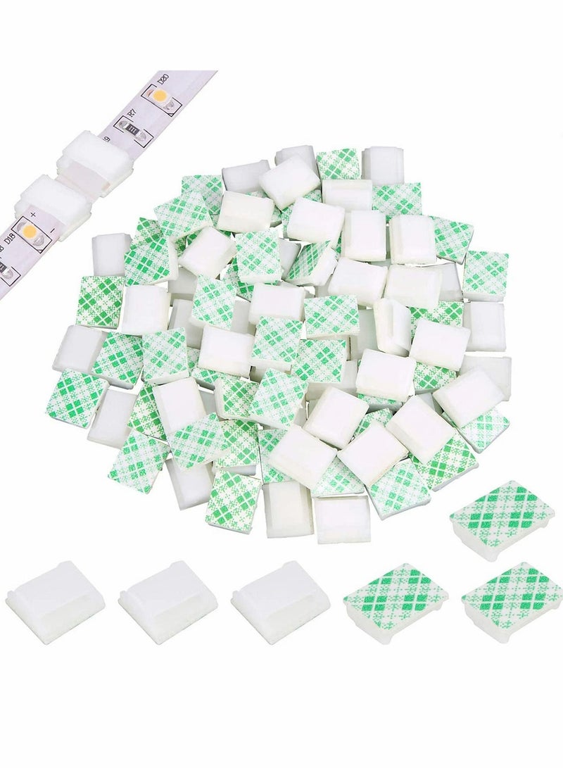 Y&D 100 PCS Light Strip Mounting Clips White Self Adhesive Led Fasteners Holder Cable Clamp Organizer for 8mm (8mm)  - Image 1