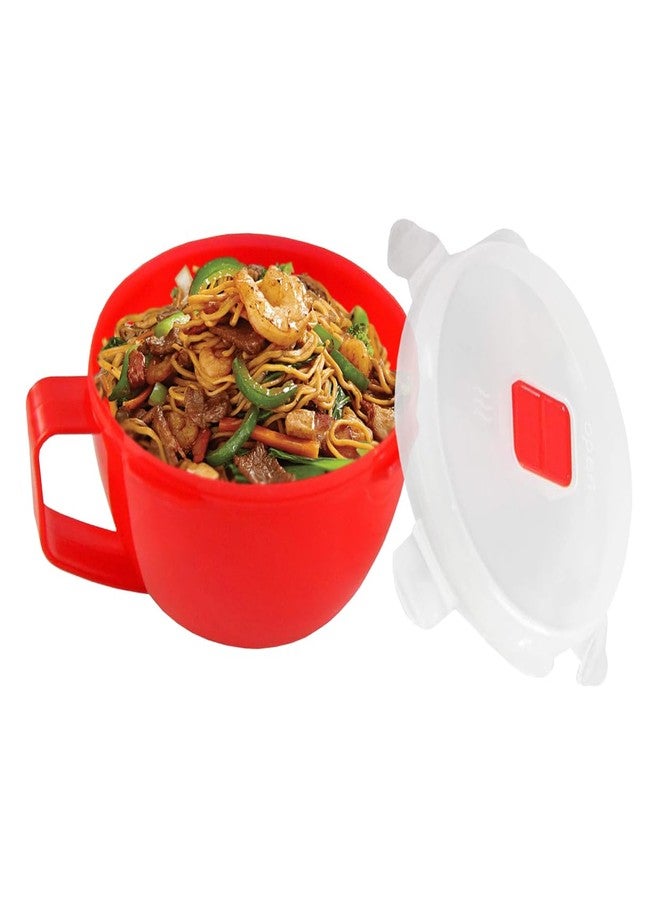 Home-X Microwave Bowl with Lid - Ramen Bowl Microwavable with Steam Release Vents and Easy Locking Clips - BPA-Free, Dishwasher Safe 32oz Soup Mug with Handle Microwave Safe - Image 2