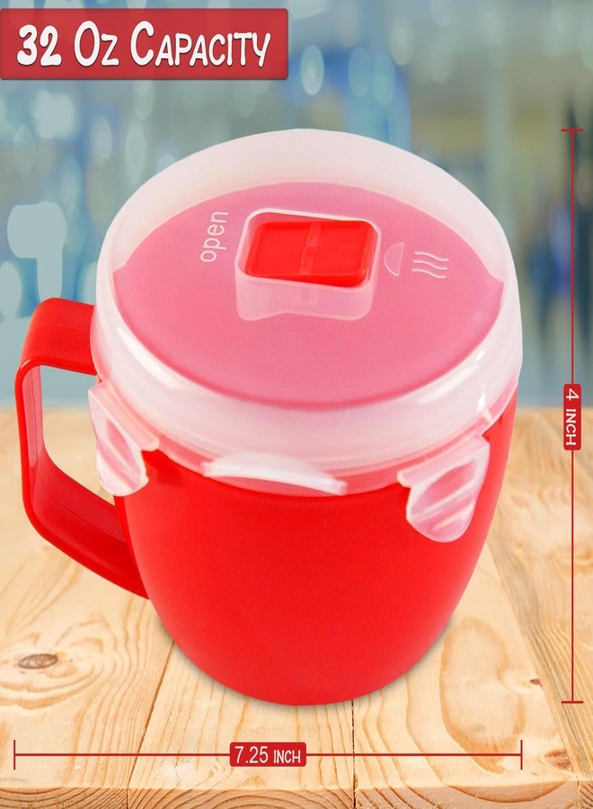 Home-X Microwave Bowl with Lid - Ramen Bowl Microwavable with Steam Release Vents and Easy Locking Clips - BPA-Free, Dishwasher Safe 32oz Soup Mug with Handle Microwave Safe - Image 3