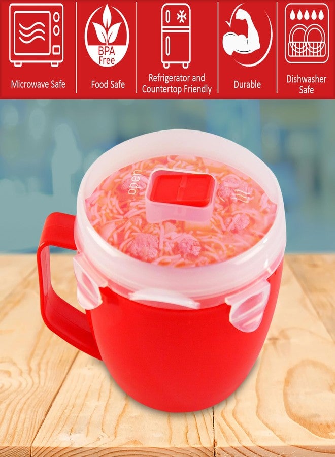 Home-X Microwave Bowl with Lid - Ramen Bowl Microwavable with Steam Release Vents and Easy Locking Clips - BPA-Free, Dishwasher Safe 32oz Soup Mug with Handle Microwave Safe - Image 4