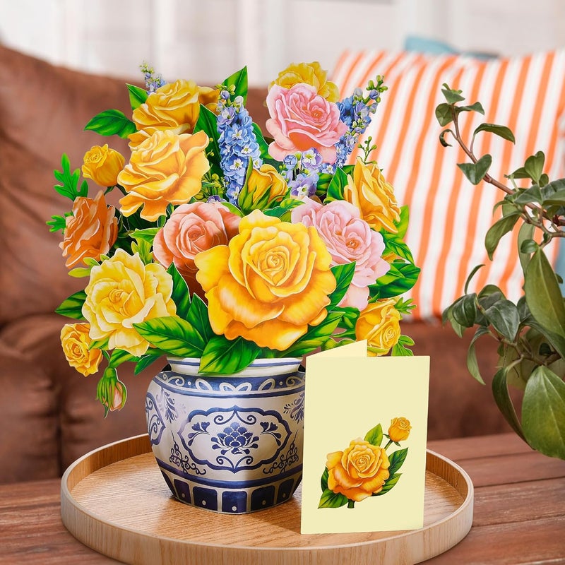 Airpark Pop Up Card, Paper Flowers Bouquet Greeting Cards, Birthday Card for Women Mom Wife, 3D Popup Greeting Cards for Birthday, Anniversary, Mother's Day - Image 3