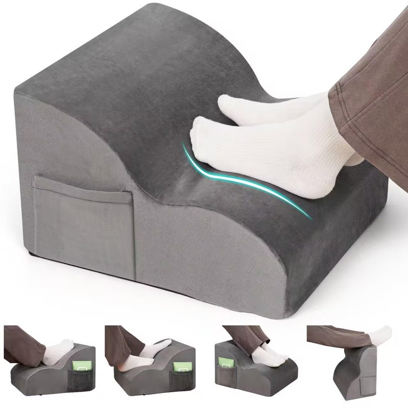 Echaprey Foot Rest for Under Desk at WorkAdjustable Under Desk Footrest Multifunctional 3Tier Foot Stool with NonSlip Base and Washable Cover Ergonomic Foot Stool for OfficeHomeCarTravel Grey - Image 2