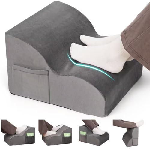 Echaprey Foot Rest for Under Desk at WorkAdjustable Under Desk Footrest Multifunctional 3Tier Foot Stool with NonSlip Base and Washable Cover Ergonomic Foot Stool for OfficeHomeCarTravel Grey - Image 1