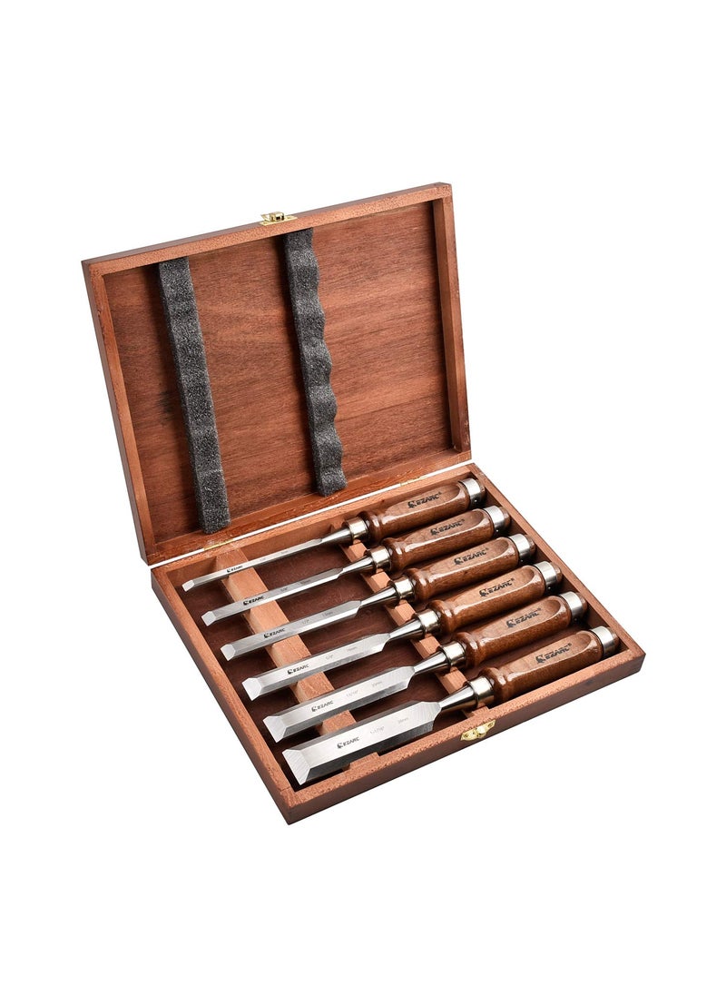 EZARC EZARC 6 Pieces Wood Chisel Tool Sets Woodworking Carving Chisel Kit with Premium Wooden Case for Carpenter Craftsman  - Image 1