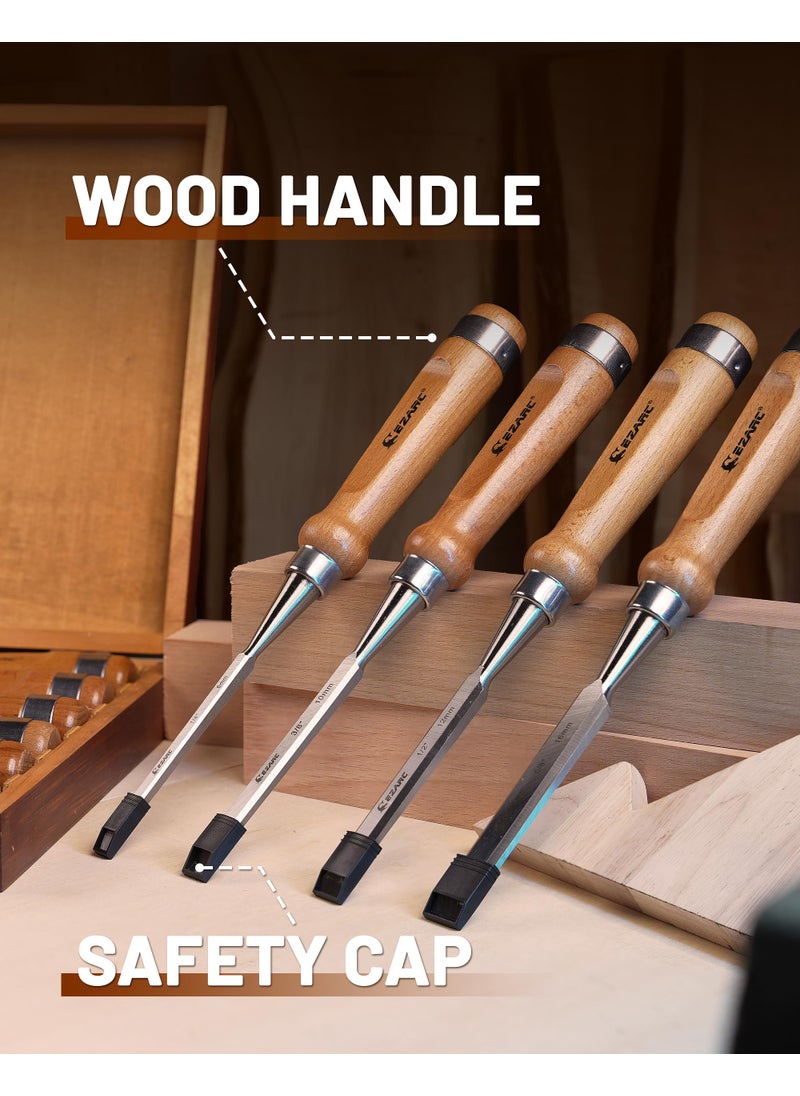EZARC EZARC 6 Pieces Wood Chisel Tool Sets Woodworking Carving Chisel Kit with Premium Wooden Case for Carpenter Craftsman  - Image 2