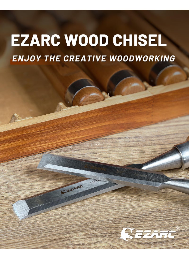 EZARC EZARC 6 Pieces Wood Chisel Tool Sets Woodworking Carving Chisel Kit with Premium Wooden Case for Carpenter Craftsman  - Image 5