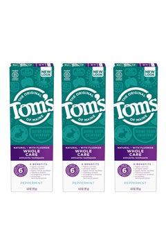 Tom's of Maine Tom's of Maine Whole Care Natural Toothpaste with Fluoride, Peppermint, 4 oz. 3-Pack (Packaging May Vary)  - Image 1