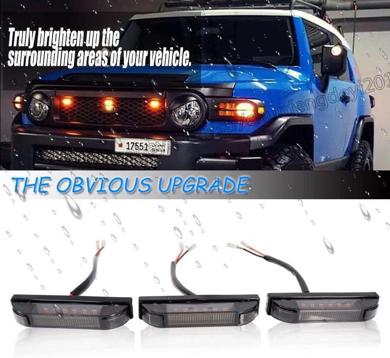 TurningMax Smoked Lens Front/Center Grille LED Lights DRL Lamps for Toyota FJ Cruiser 2007-2014 - Image 2