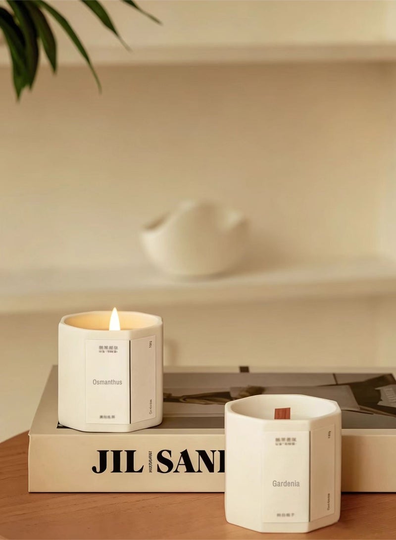 Candle 2 Pack Natural Soy Wax Scented Candles with Wooden Wicks, White Osmanthus & Gardenia Aromatherapy Candle Gift Set, Octagonal Glass Jar Candles for Home Decor, Bedroom, Spa, Relaxation, Gifts for Women & Men - Image 2