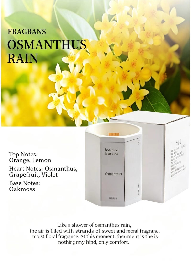 Candle 2 Pack Natural Soy Wax Scented Candles with Wooden Wicks, White Osmanthus & Gardenia Aromatherapy Candle Gift Set, Octagonal Glass Jar Candles for Home Decor, Bedroom, Spa, Relaxation, Gifts for Women & Men - Image 4
