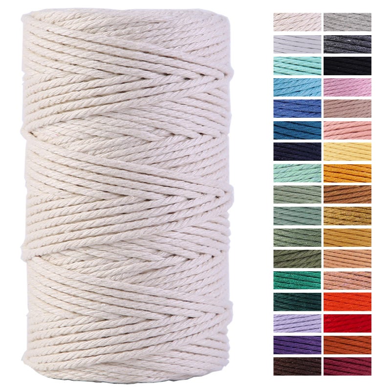 ZXCDINO Macrame Cord 4mm x 109Yards 100% Natural Cotton Macrame Rope Cotton Cord for Handmade Macrame Supplies, Wall Hanging, Plant Hangers, Crafts, Knitting, Decorative Projects - Image 1