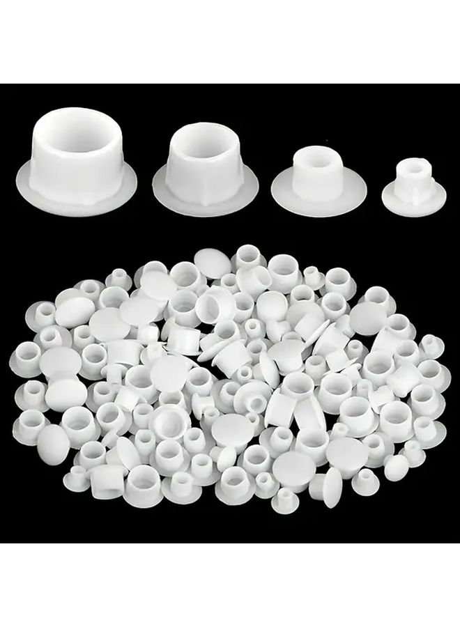120 Pcs White Plastic Bolt Caps 4 Sizes 5mm 6mm 8mm 10mm Durable Hole Plugs For Nail Holes Screw Holes Cabinets Shelves DIY Projects Screw Hole Accessories Shelf Fasteners Simple Cap Design Versatile Use - Image 1