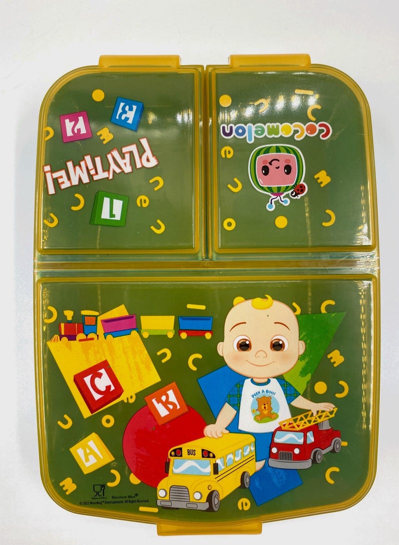 رينبو ماكس علبة غداء بينتو مقسمة إلى ثلاثة أقسام وقابلة للتحلل الحيوي مع غطاء متعدد الألوان - Image 1