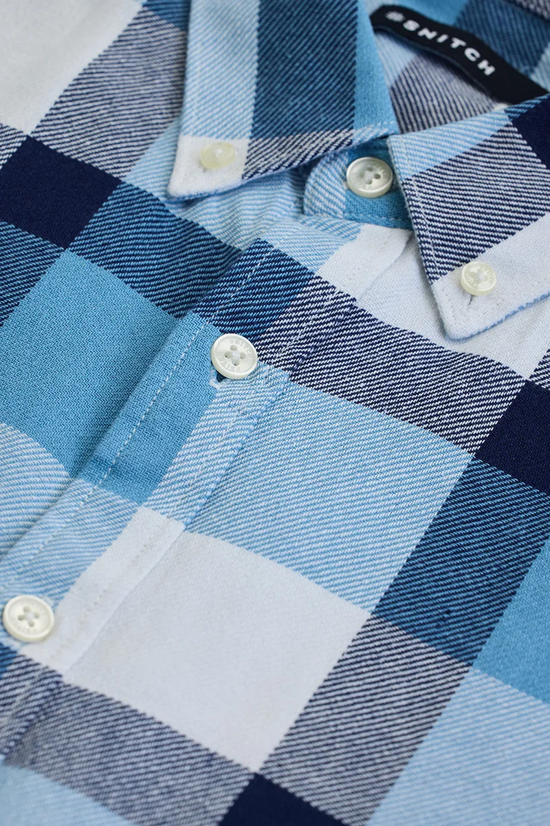 SNITCH Blue Checks Twill Shirt