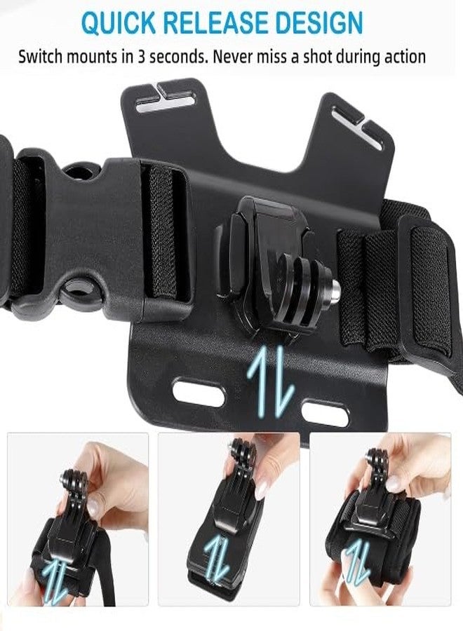 شوبيي مجموعة ملحقات شوبي لكاميرات إنستا 360 ون X5/X4/X3/X2/X، ون R، X، وجو برو هيرو 9، تتضمن: حامل رأس جديد سريع الفك، وحزام صدر، وحامل مشبك حقيبة ظهر، وحزام معصم دوار 360 درجة. - Image 3