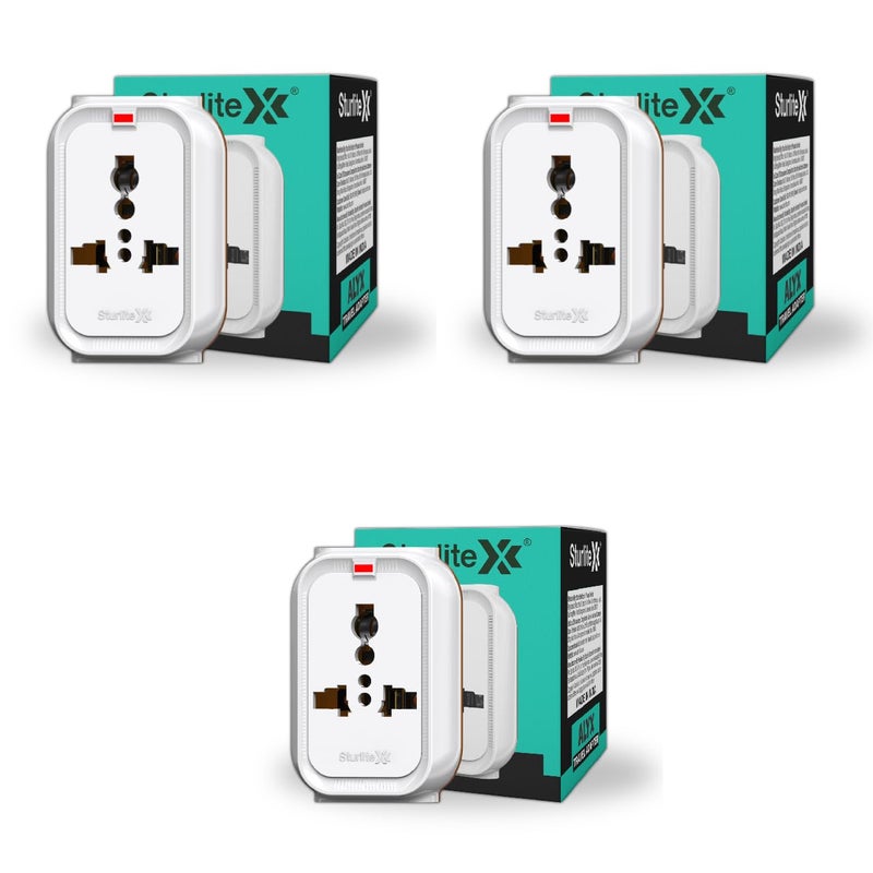 Sturlite Alyx 3 Pin Plug| 2-Pin & 3-Pin Socket| Universal AC Travel Adapter| Strong Polycarbonate Body Socket| Compact Converter Plug for Travel, Home & Office Use - (Pack of 3) - Image 3